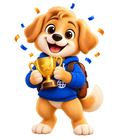 O Tito comemorando com um troféu.